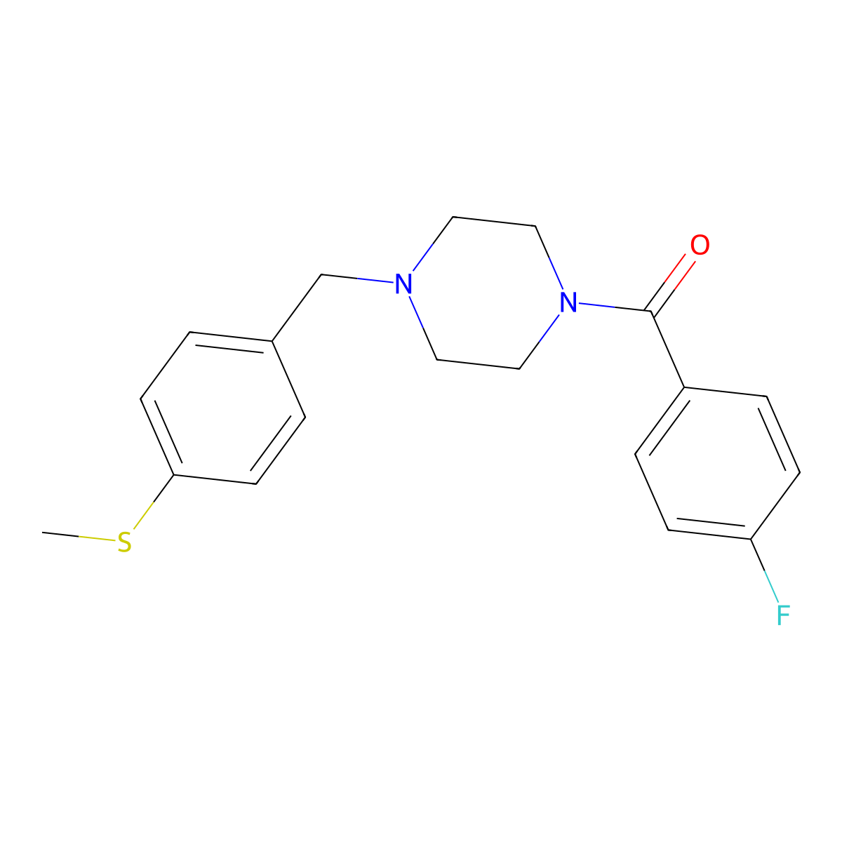 (4-Fluorophenyl)-[4-[(4-methylsulfanylphenyl)methyl]piperazin-1-yl]methanone molecular structure, CAS 462617-43-2
