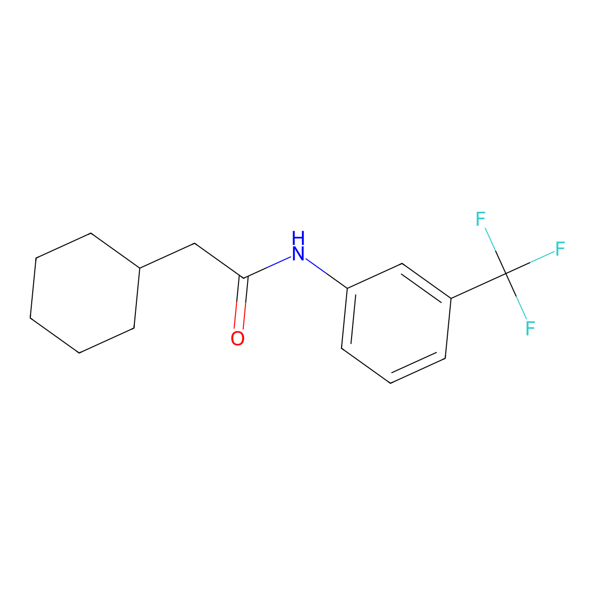 2-cyclohexyl-N-[3-(trifluoromethyl)phenyl]acetamide molecular structure, CAS 462617-82-9