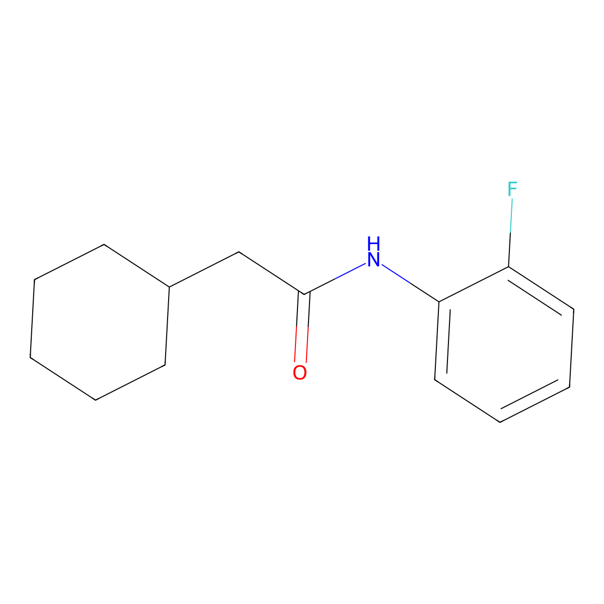 2-cyclohexyl-N-(2-fluorophenyl)acetamide molecular structure, CAS 462618-30-0