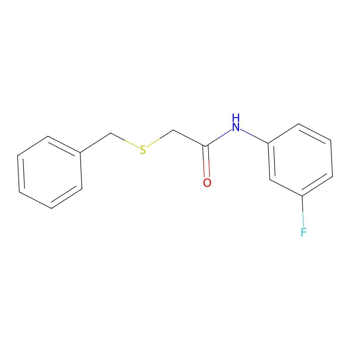 2-benzylsulfanyl-N-(3-fluorophenyl)acetamide molecular structure, CAS 462618-50-4