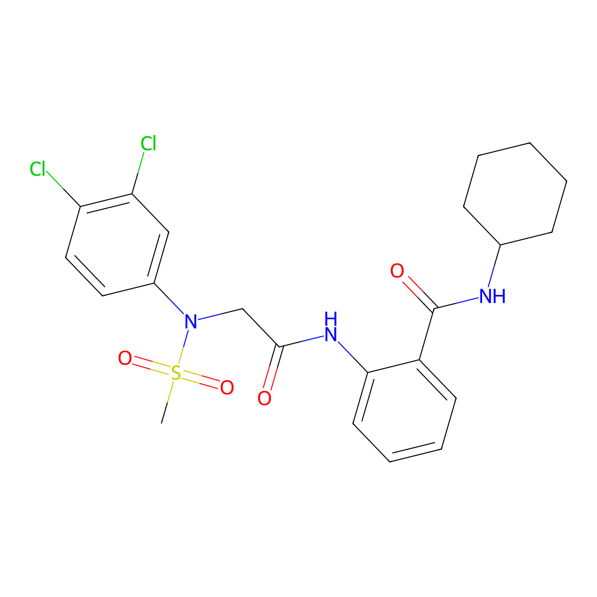 N-cyclohexyl-2-[[2-(3,4-dichloro-N-methylsulfonylanilino)acetyl]amino]benzamide molecular structure, CAS 462619-05-2