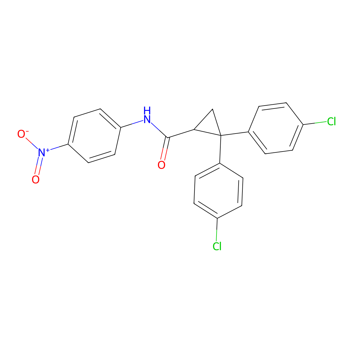 2,2-bis(4-chlorophenyl)-N-(4-nitrophenyl)cyclopropane-1-carboxamide molecular structure, CAS 462619-16-5