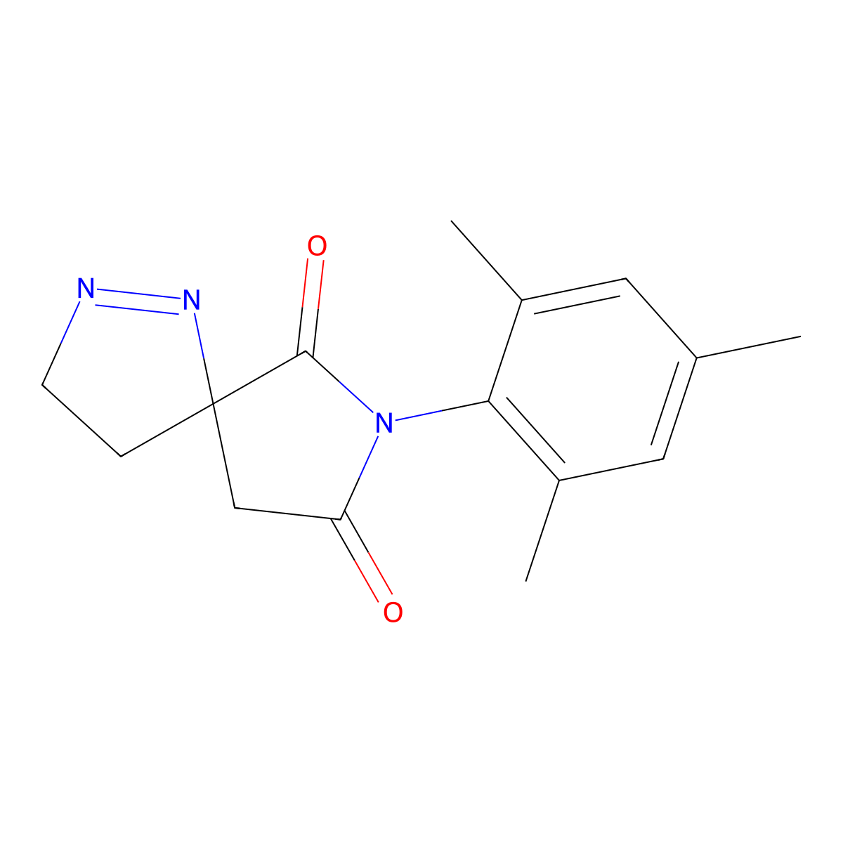 7-(2,4,6-Trimethylphenyl)-1,2,7-triazaspiro[4.4]non-1-ene-6,8-dione molecular structure, CAS 462620-10-6