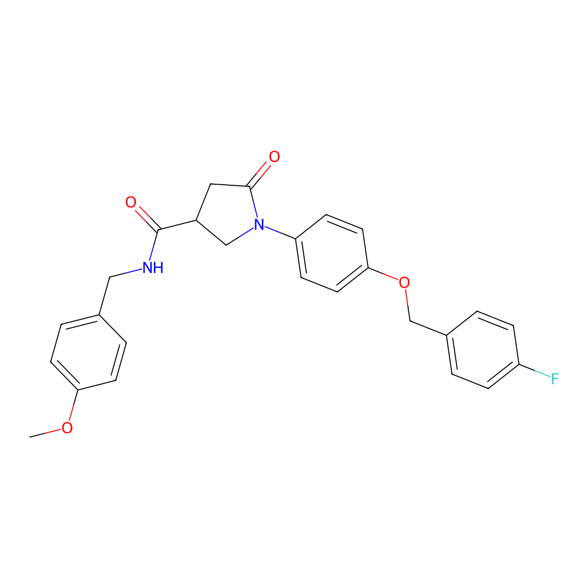 1-[4-[(4-fluorophenyl)methoxy]phenyl]-N-[(4-methoxyphenyl)methyl]-5-oxopyrrolidine-3-carboxamide molecular structure, CAS 462620-66-2