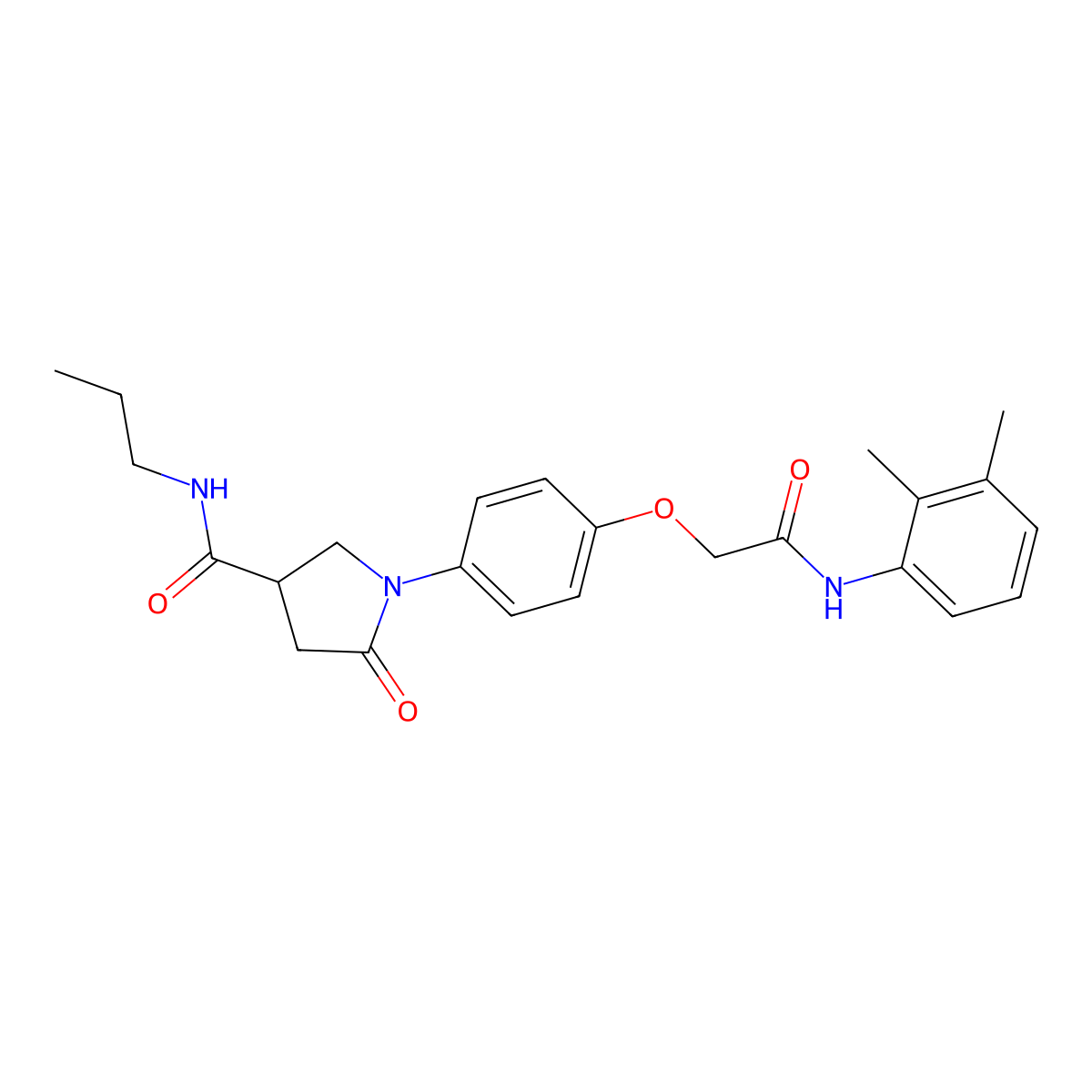 1-[4-[2-(2,3-dimethylanilino)-2-oxoethoxy]phenyl]-5-oxo-N-propylpyrrolidine-3-carboxamide molecular structure, CAS 462621-10-9