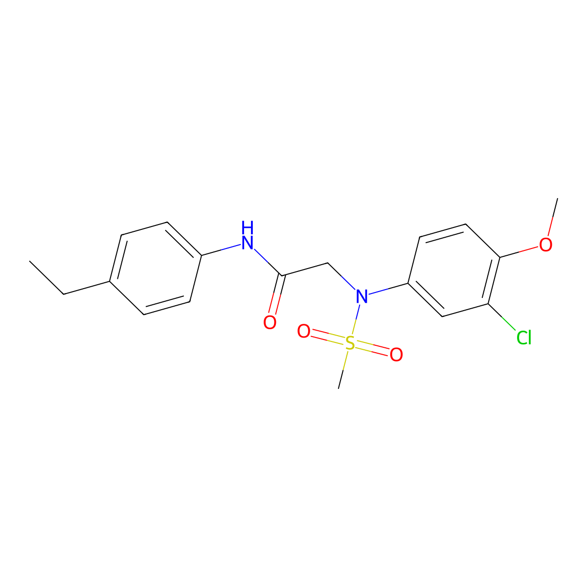 2-(3-chloro-4-methoxy-N-methylsulfonylanilino)-N-(4-ethylphenyl)acetamide molecular structure, CAS 462621-43-8