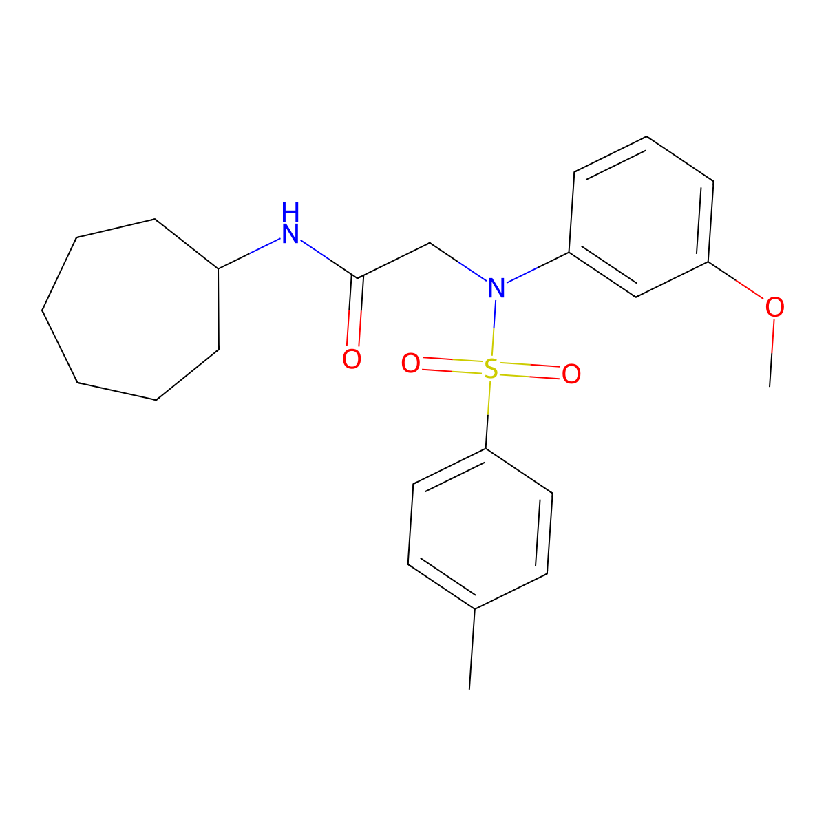 N-cycloheptyl-2-(3-methoxy-N-(4-methylphenyl)sulfonylanilino)acetamide molecular structure, CAS 462621-91-6