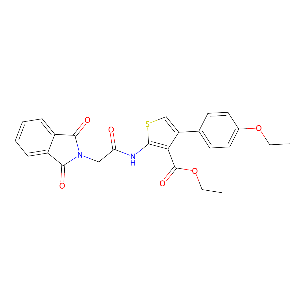 Ethyl 2-[[2-(1,3-dioxoisoindol-2-yl)acetyl]amino]-4-(4-ethoxyphenyl)thiophene-3-carboxylate molecular structure, CAS 462622-11-3