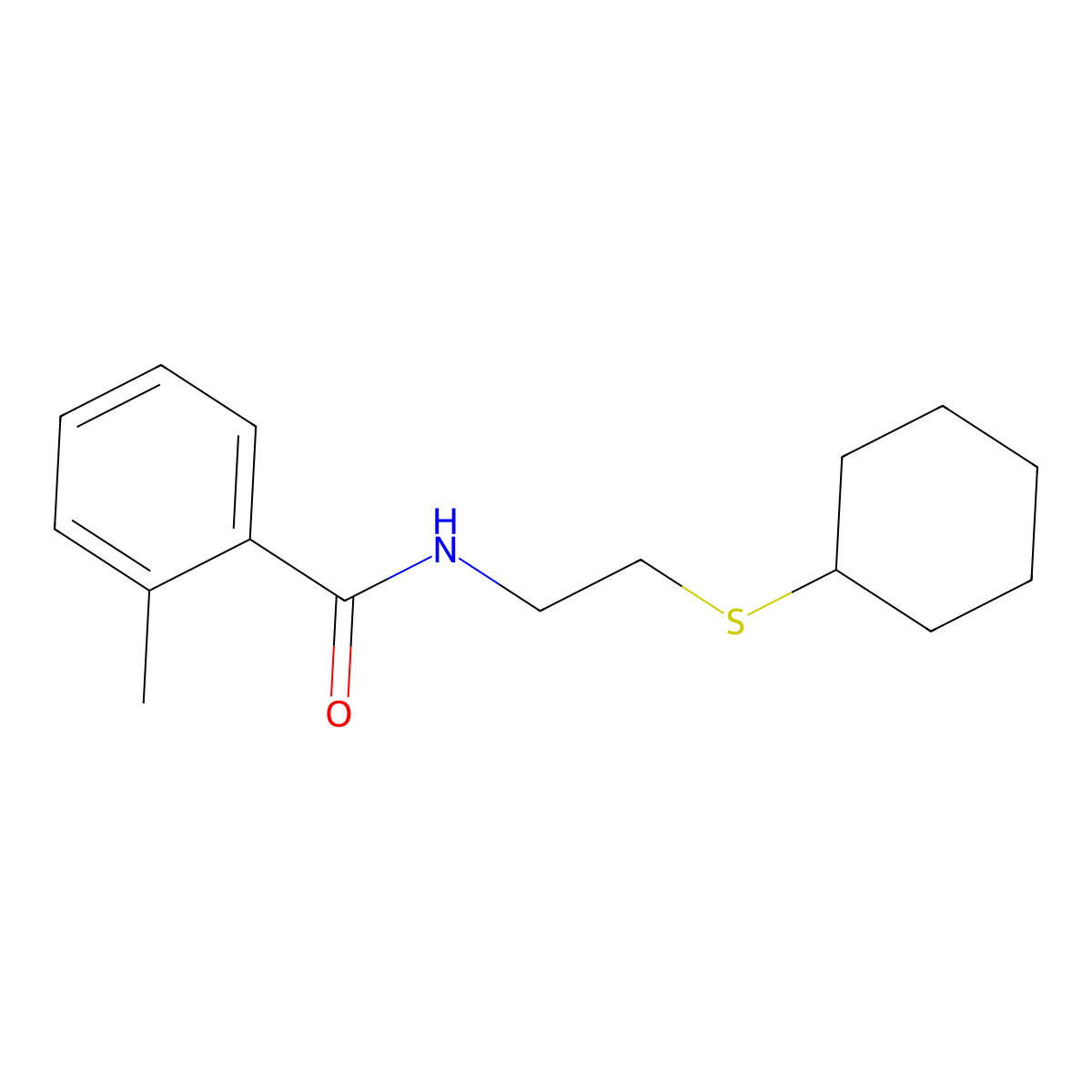 N-(2-cyclohexylsulfanylethyl)-2-methylbenzamide molecular structure, CAS 462622-21-5