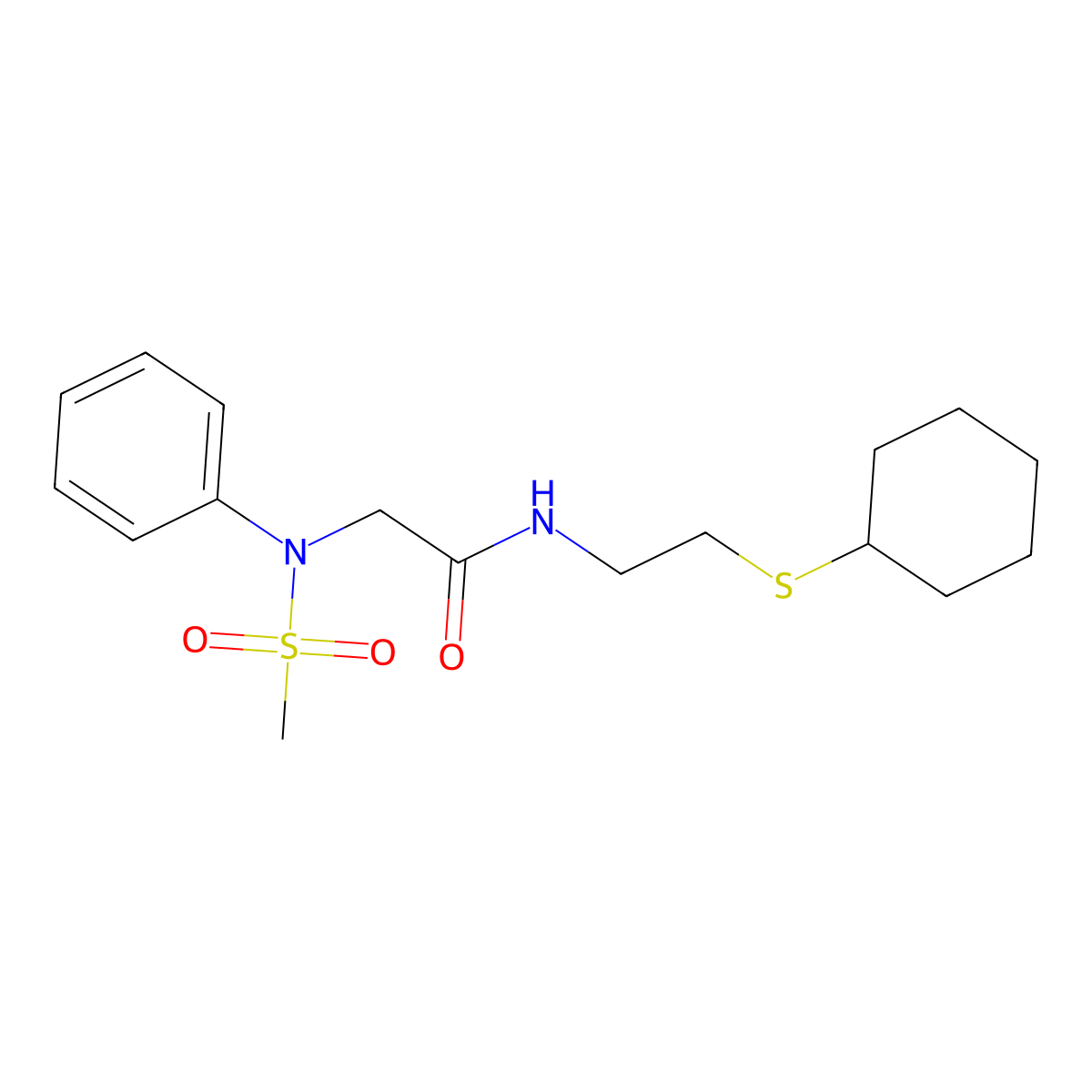 N-(2-cyclohexylsulfanylethyl)-2-(N-methylsulfonylanilino)acetamide molecular structure, CAS 462622-52-2