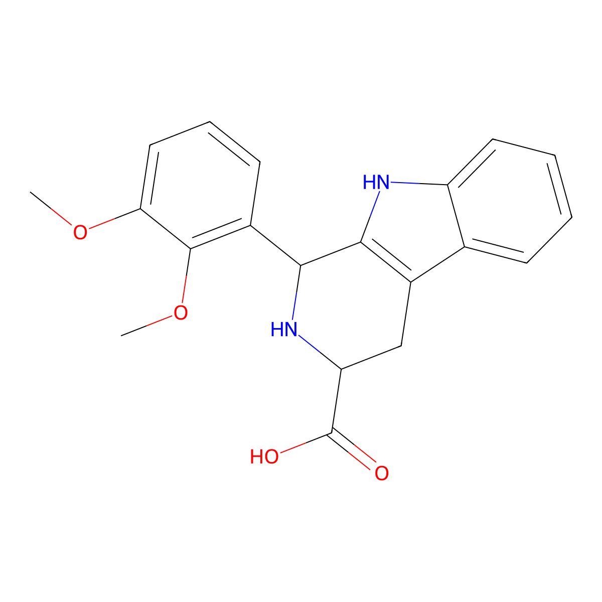 1-(2,3-dimethoxyphenyl)-2,3,4,9-tetrahydro-1H-pyrido[3,4-b]indole-3-carboxylic acid molecular structure, CAS 462630-16-6