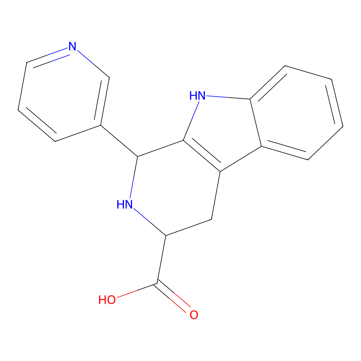 1-Pyridin-3-yl-2,3,4,9-tetrahydro-1H-beta-carboline-3-carboxylic acid molecular structure, CAS 462630-19-9