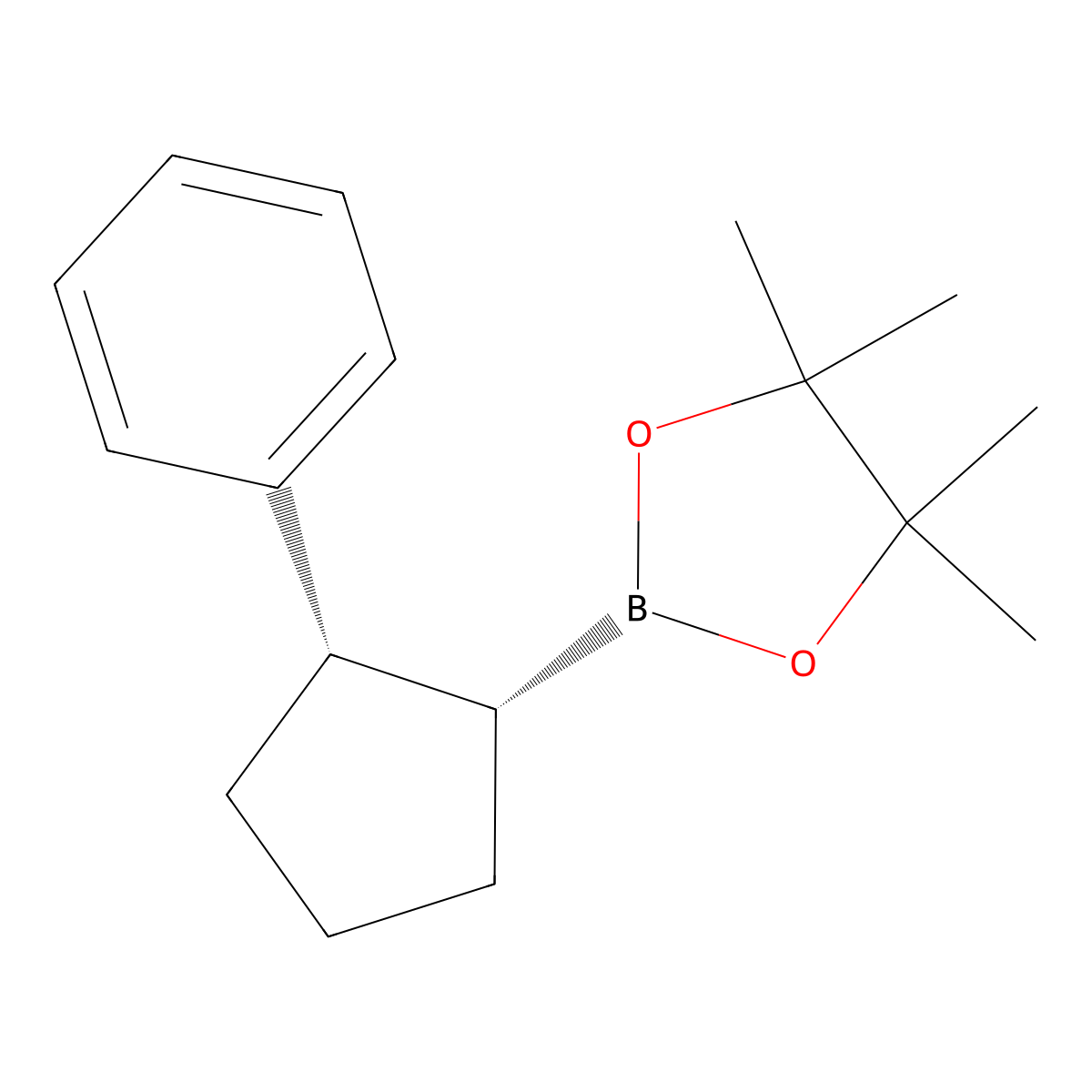 rac-4,4,5,5-tetramethyl-2-[(1R,2S)-2-phenylcyclopentyl]-1,3,2-dioxaborolane molecular structure, CAS 462636-90-4