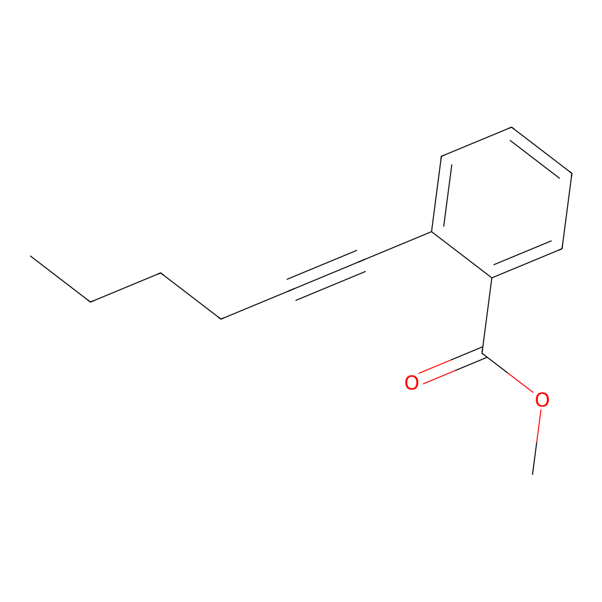 Methyl 2-(hex-1-yn-1-yl)benzoate molecular structure, CAS 462637-40-7