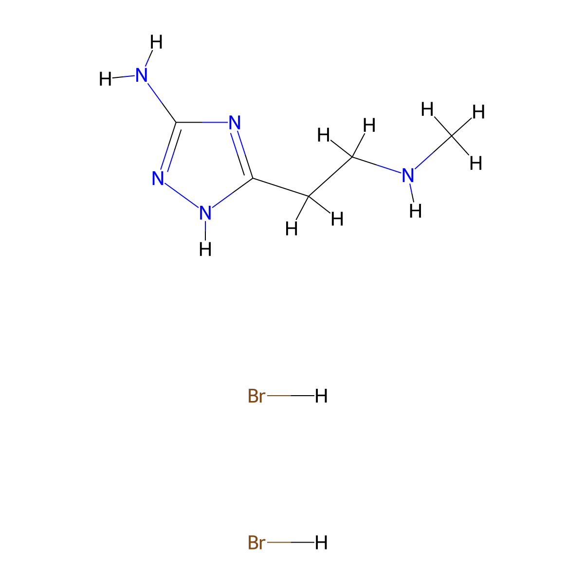 3-(2-(methylamino)ethyl)-1H-1,2,4-triazol-5-amine dihydrobromide molecular structure, CAS 462651-78-1