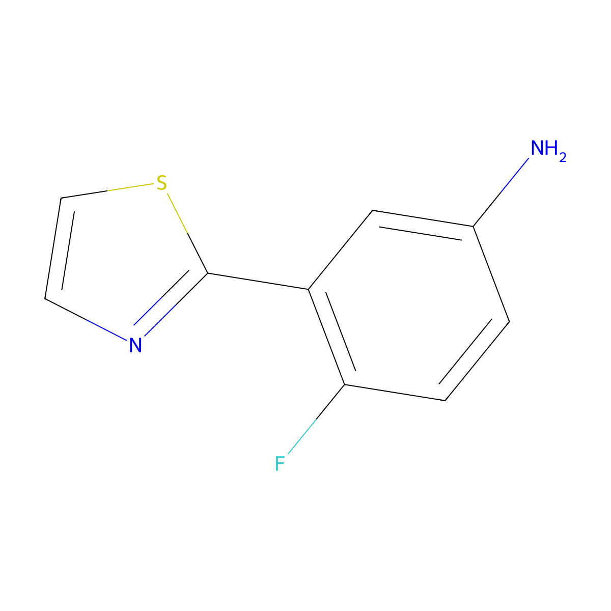 4-Fluoro-3-(thiazol-2-YL)aniline molecular structure, CAS 462652-68-2