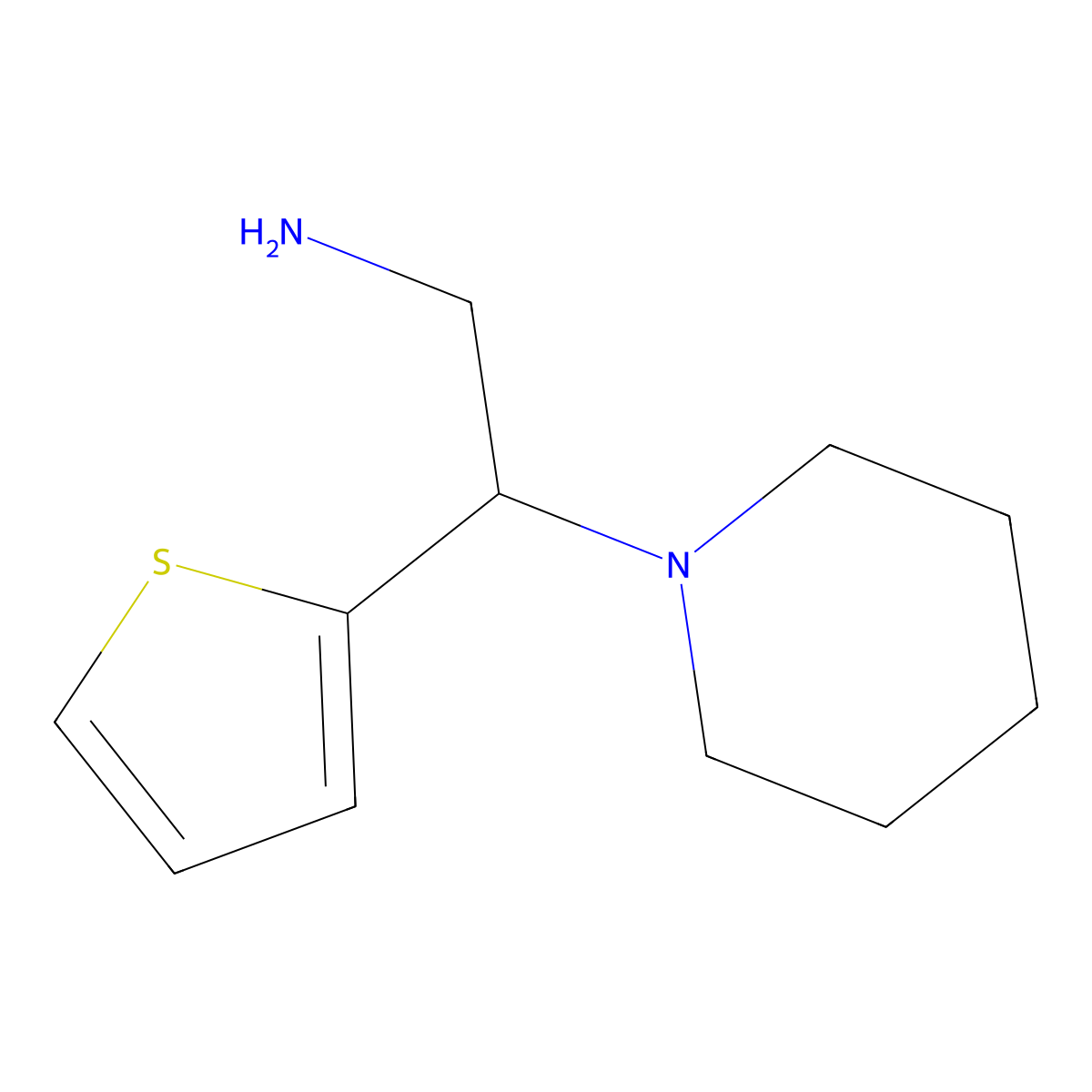 2-(Piperidin-1-yl)-2-(thiophen-2-yl)ethan-1-amine molecular structure, CAS 46268-95-5