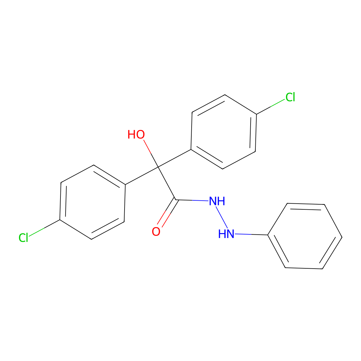 2,2-bis(4-chlorophenyl)-2-hydroxy-N'-phenylacetohydrazide molecular structure, CAS 4630-52-8