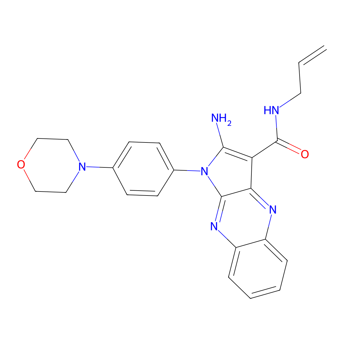 2-amino-1-(4-morpholin-4-ylphenyl)-N-prop-2-enylpyrrolo[3,2-b]quinoxaline-3-carboxamide molecular structure, CAS 4631-56-5