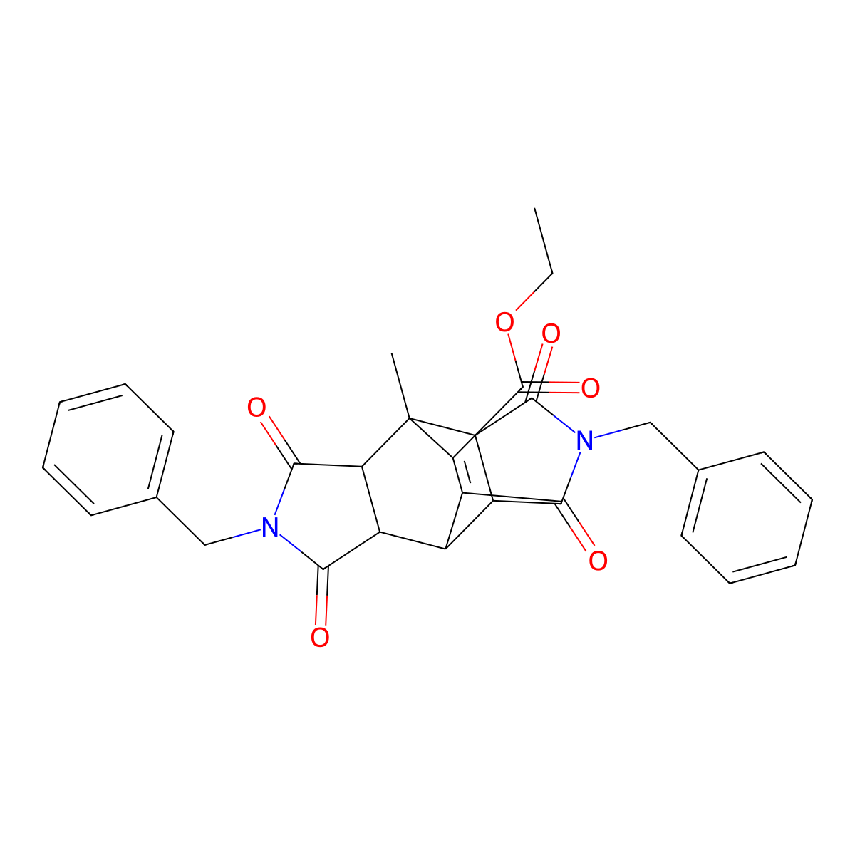 Ethyl 2,6-dibenzyl-8,10-dimethyl-1,3,5,7-tetraoxododecahydro-4,8-ethenopyrrolo[3,4-f]isoindole-9-carboxylate molecular structure, CAS 463298-29-5