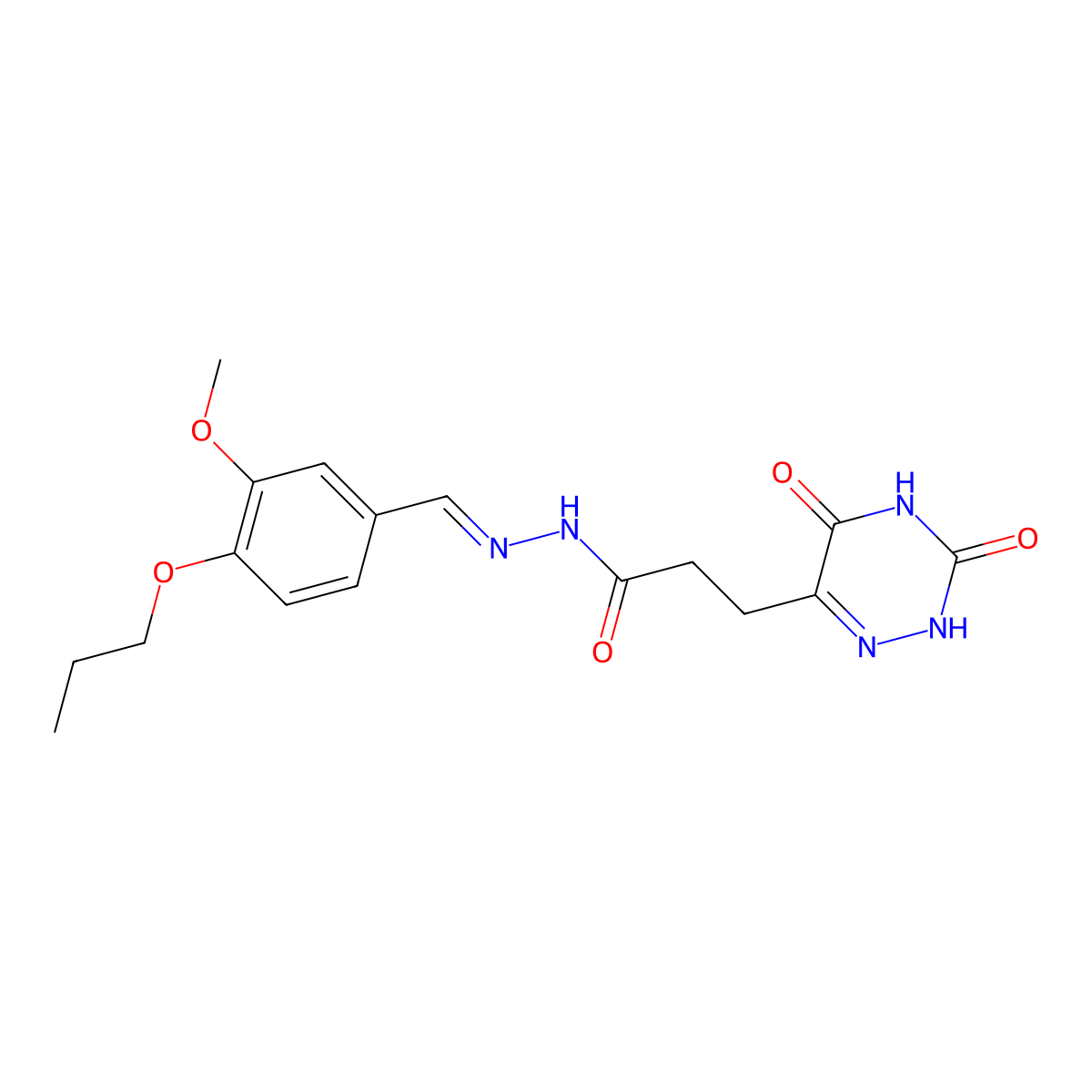 3-(5-Hydroxy-3-oxo-3,4-dihydro-1,2,4-triazin-6-yl)-N'-(3-methoxy-4-propoxybenzylidene)propanehydrazide molecular structure, CAS 463318-98-1