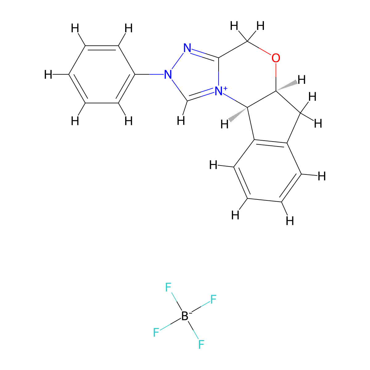 (5aS,10bR)-2-Phenyl-4,5a,6,10b-tetrahydro-2H-indeno[2,1-b][1,2,4]triazolo[4,3-d][1,4]oxazin-11-ium tetrafluoroborate molecular structure, CAS 463326-74-1