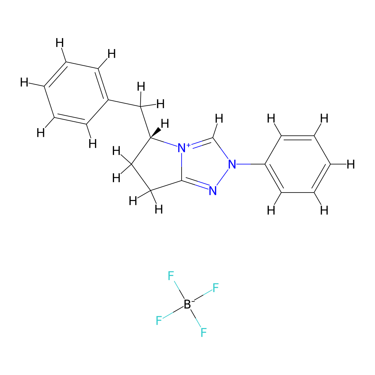 (R)-5-Benzyl-2-phenyl-6,7-dihydro-5H-pyrrolo[2,1-c][1,2,4]triazol-2-ium tetrafluoroborate molecular structure, CAS 463326-92-3