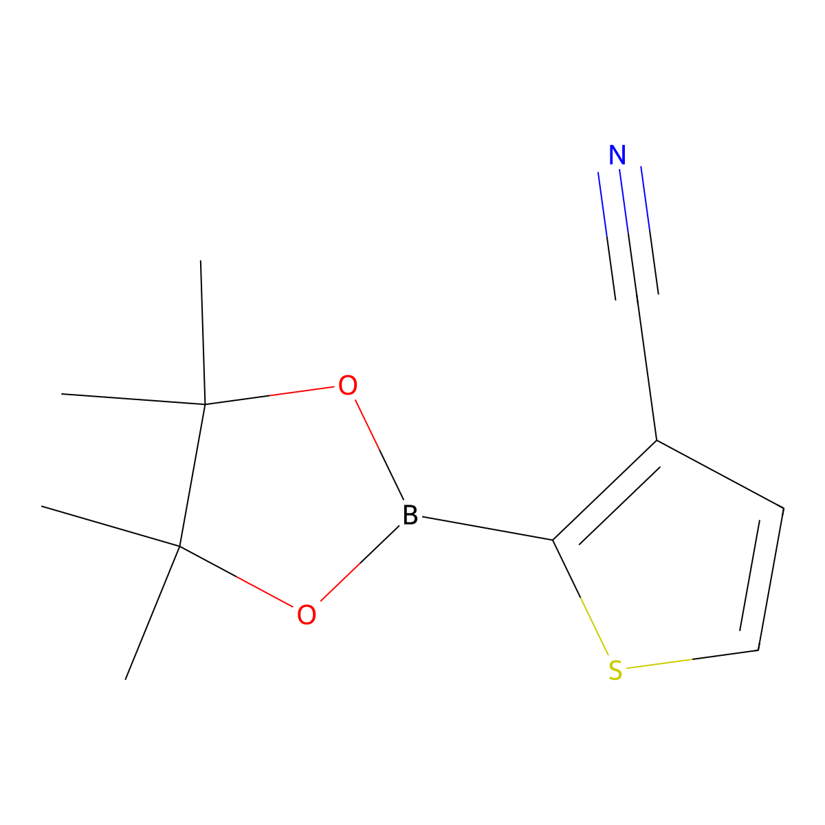 2-(Tetramethyl-1,3,2-dioxaborolan-2-yl)thiophene-3-carbonitrile molecular structure, CAS 463336-26-7