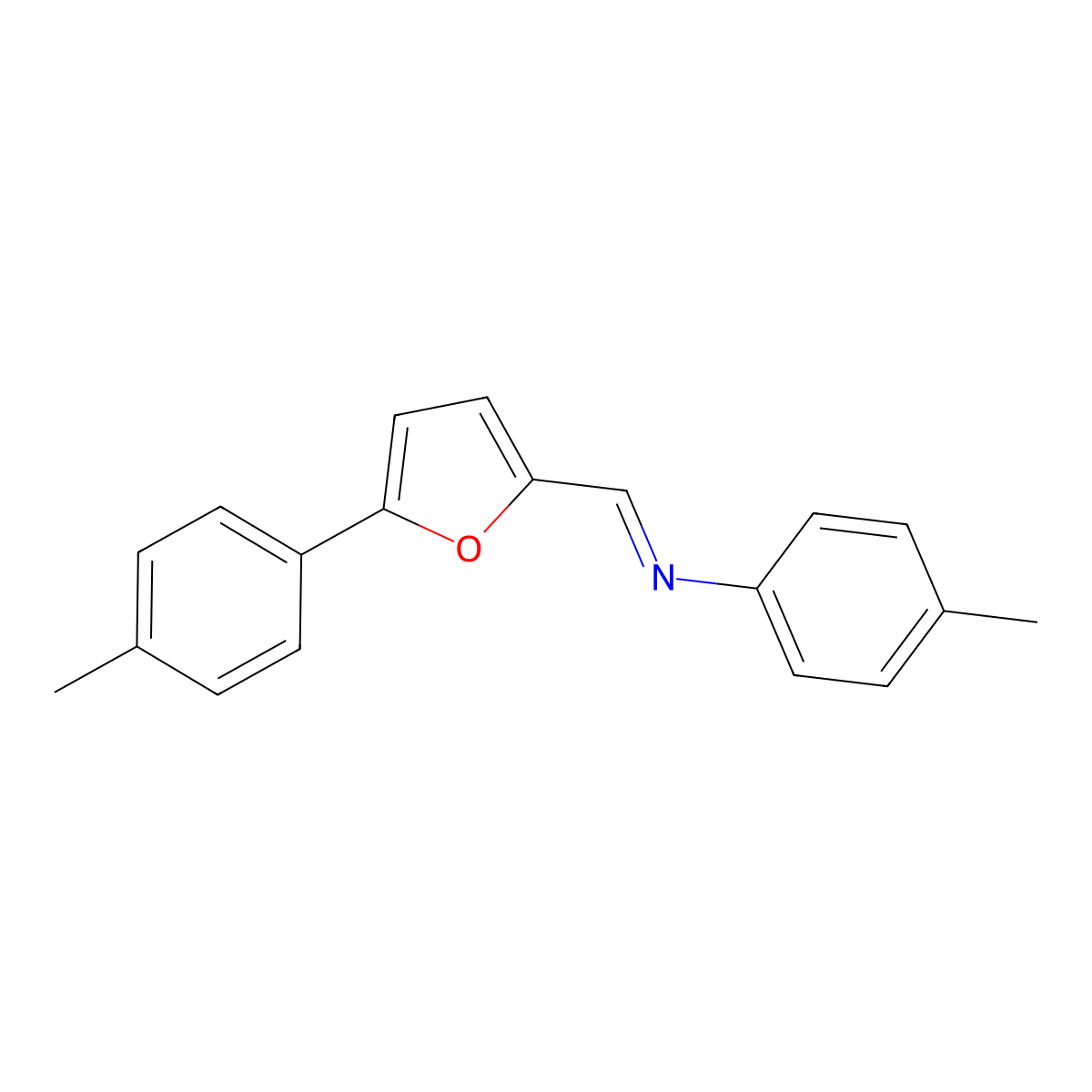 (E)-4-methyl-N-((5-(p-tolyl)furan-2-yl)methylene)aniline molecular structure, CAS 463346-91-0