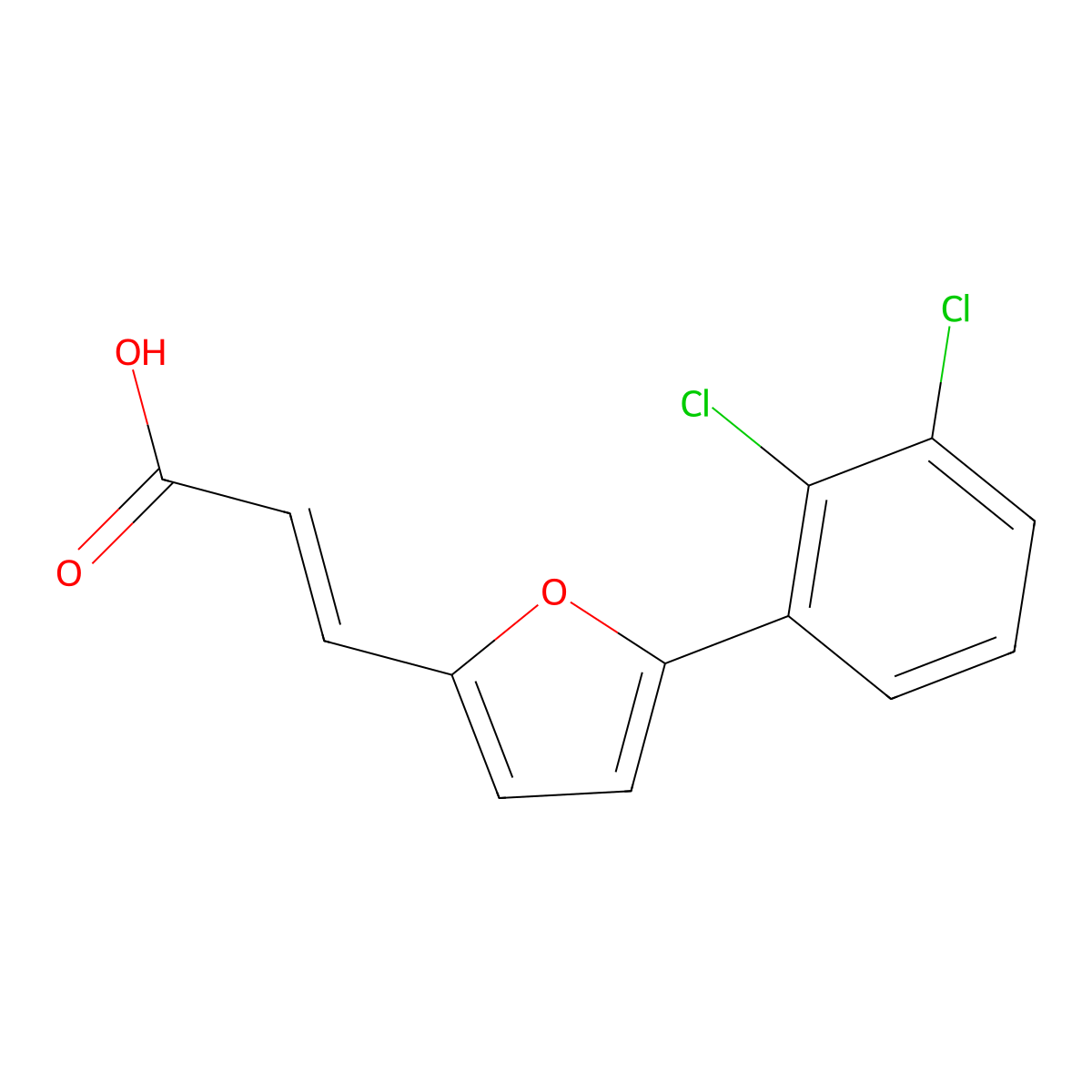 (2E)-3-[5-(2,3-Dichlorophenyl)-2-furyl]acrylic acid molecular structure, CAS 463351-44-2