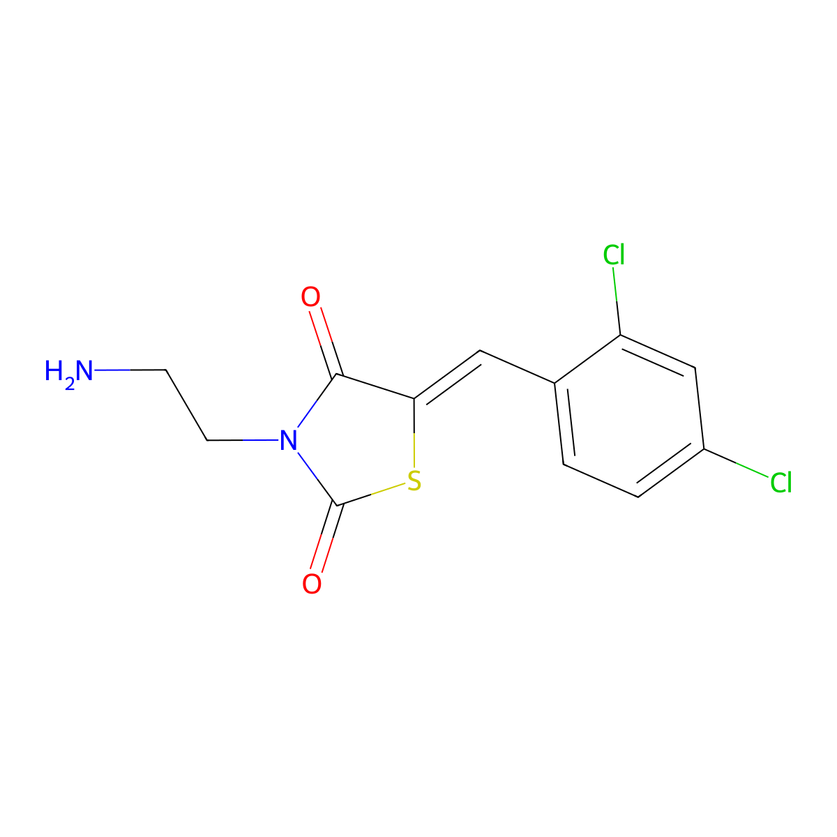 3-(2-Aminoethyl)-5-[(2,4-dichlorophenyl)methylidene]-1,3-thiazolidine-2,4-dione molecular structure, CAS 463360-64-7