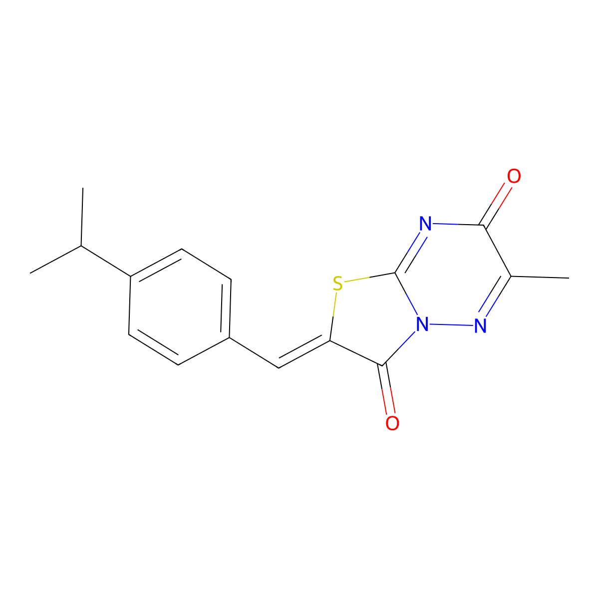 6-Methyl-2-[[4-(1-methylethyl)phenyl]methylene]-7H-thiazolo[3,2-b][1,2,4]triazine-3,7(2H)-dione molecular structure, CAS 463364-57-0