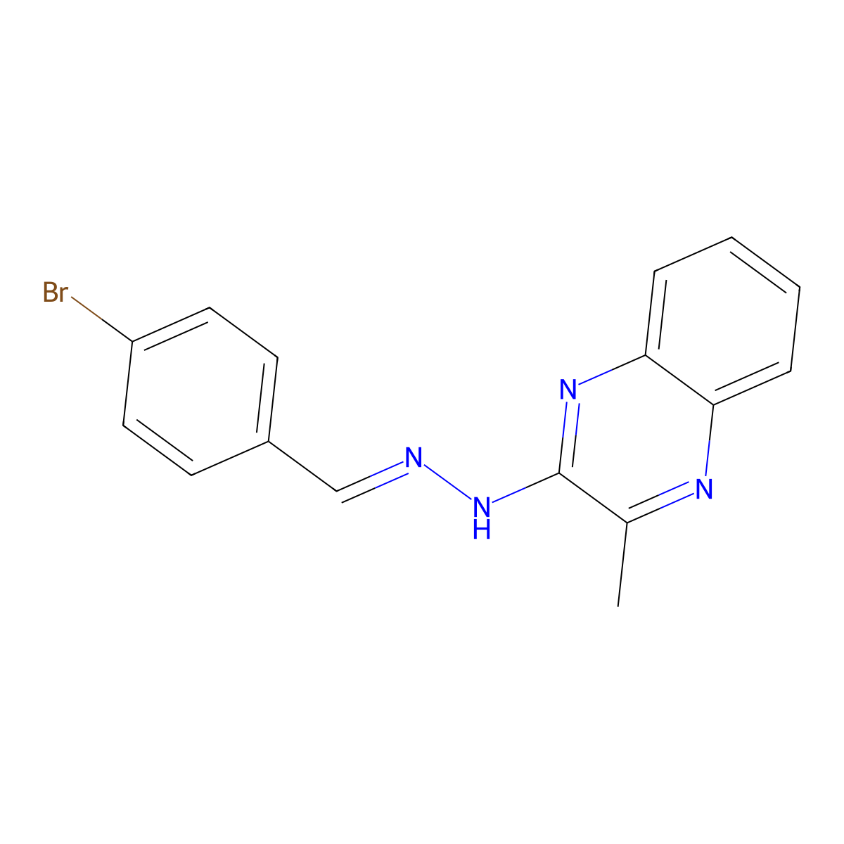 2-[(E)-2-[(4-bromophenyl)methylidene]hydrazin-1-yl]-3-methylquinoxaline molecular structure, CAS 463368-04-9