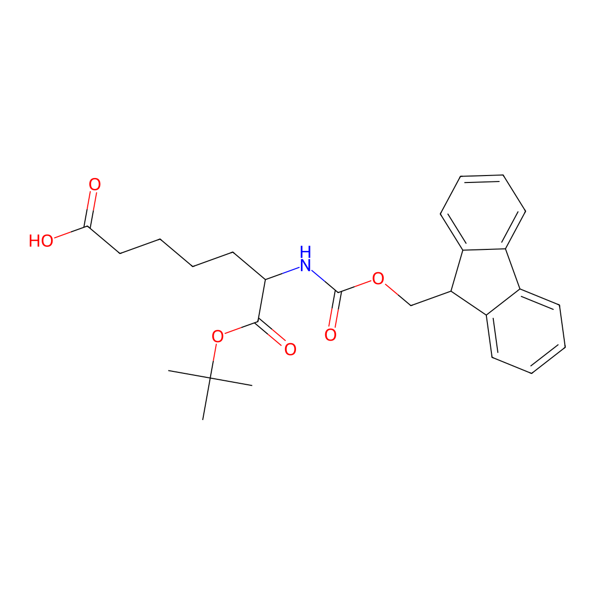 (S)-6-((((9H-fluoren-9-yl)methoxy)carbonyl)amino)-7-(tert-butoxy)-7-oxoheptanoic acid molecular structure, CAS 463368-71-0