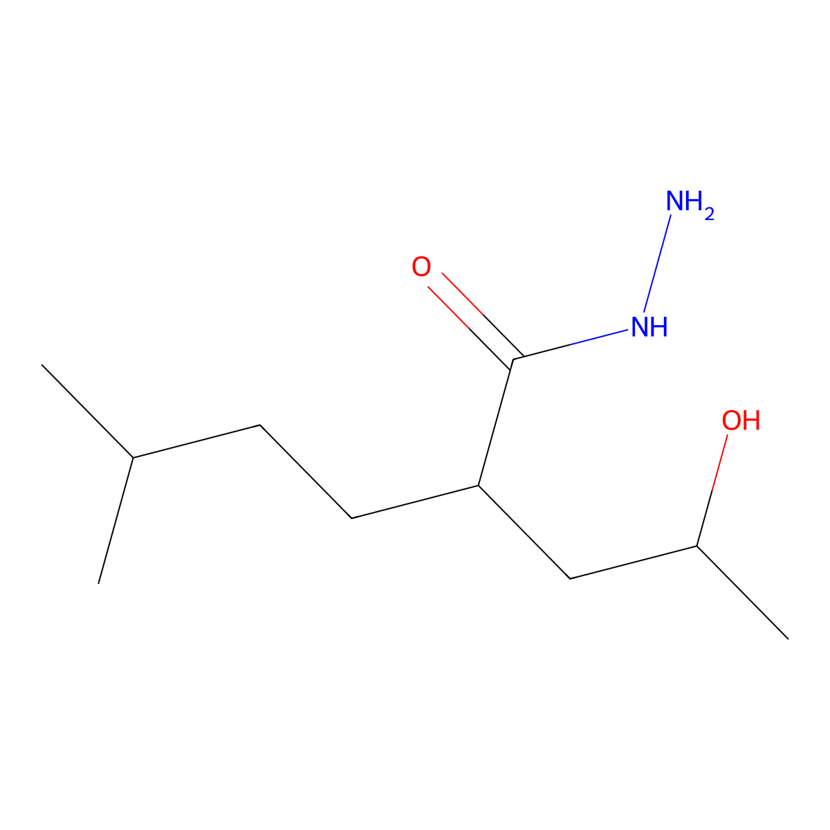 2-(2-Hydroxypropyl)-5-methylhexanehydrazide molecular structure, CAS 4634-34-8