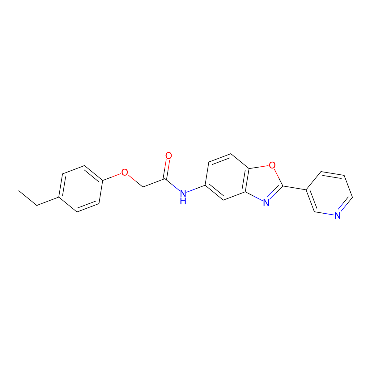 2-(4-ethylphenoxy)-N-[2-(pyridin-3-yl)-1,3-benzoxazol-5-yl]acetamide molecular structure, CAS 4634-35-9