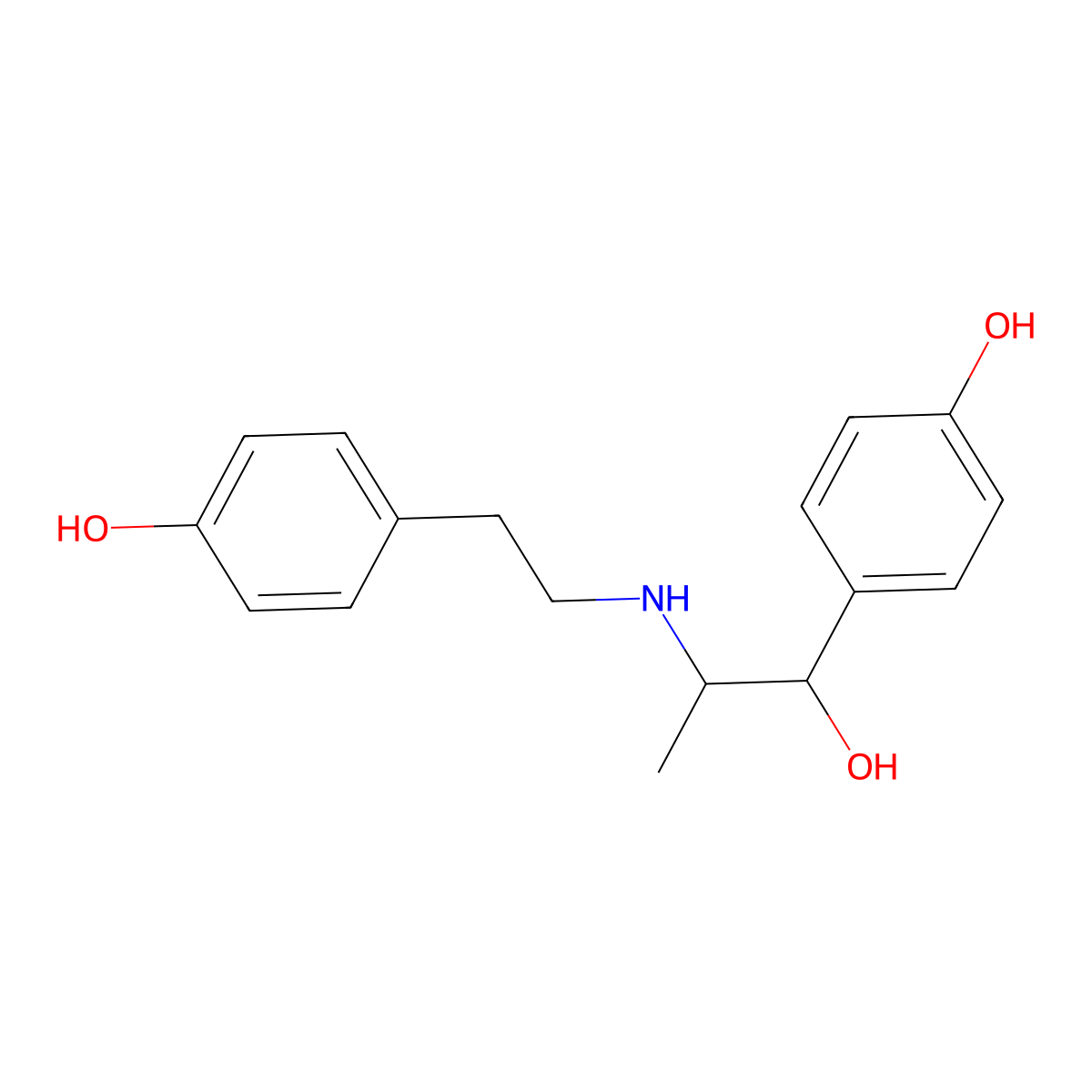 4-(2-((1-Hydroxy-1-(4-hydroxyphenyl)propan-2-yl)amino)ethyl)phenol molecular structure, CAS 4635-27-2