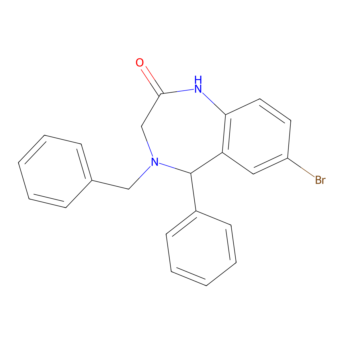 4-benzyl-7-bromo-5-phenyl-4,5-dihydro-3H-1,4-benzodiazepin-2-ol molecular structure, CAS 4635-48-7