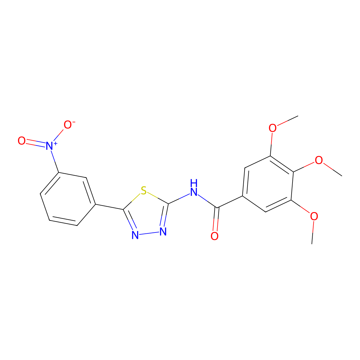 3,4,5-trimethoxy-N-[5-(3-nitrophenyl)-1,3,4-thiadiazol-2-yl]benzamide molecular structure, CAS 4636-87-7