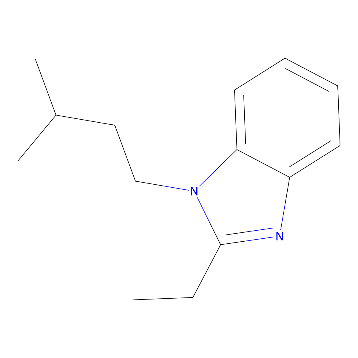2-Ethyl-1-(3-methylbutyl)-1H-benzimidazole molecular structure, CAS 4636-88-8