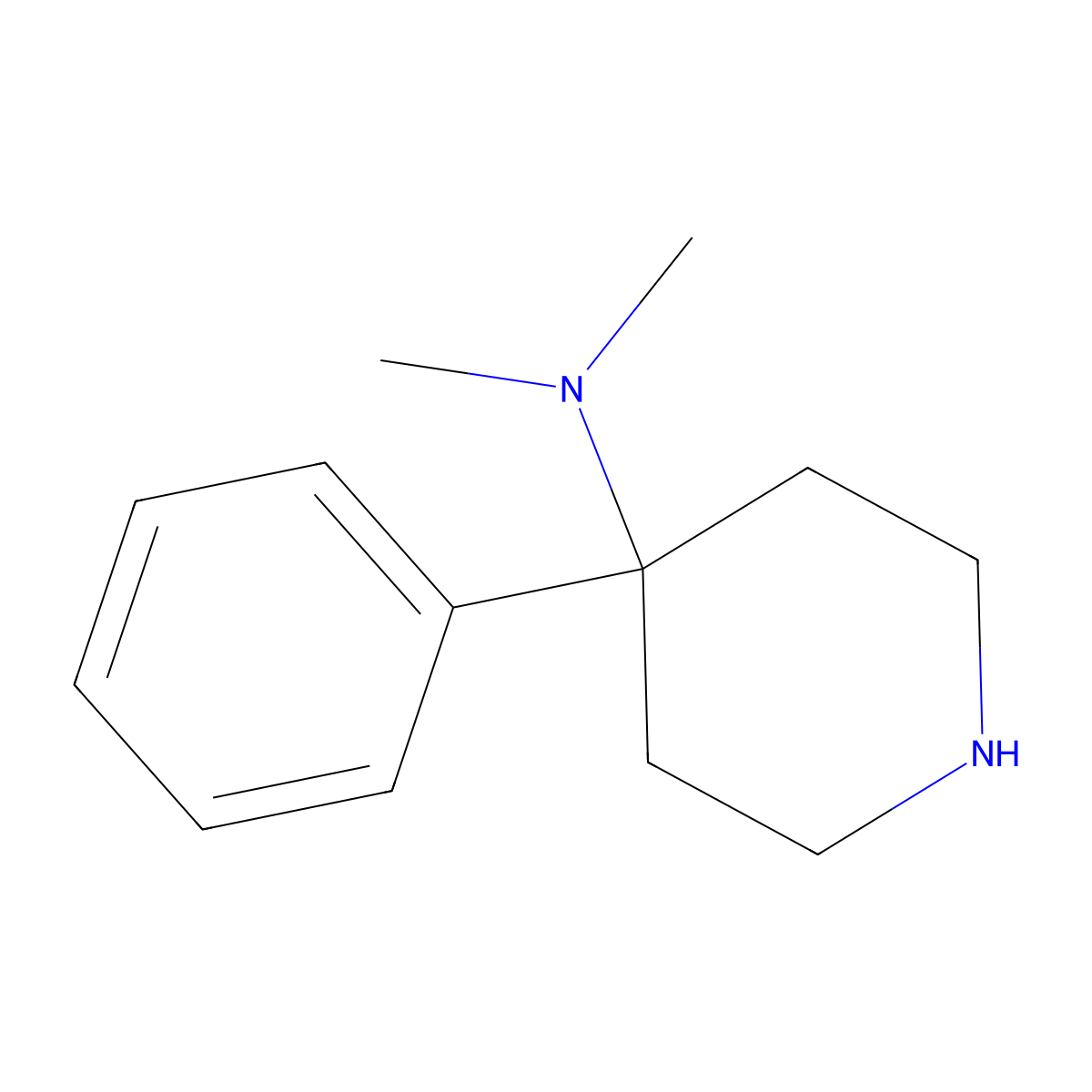 N,N-dimethyl-4-phenylpiperidin-4-amine molecular structure, CAS 46367-53-7