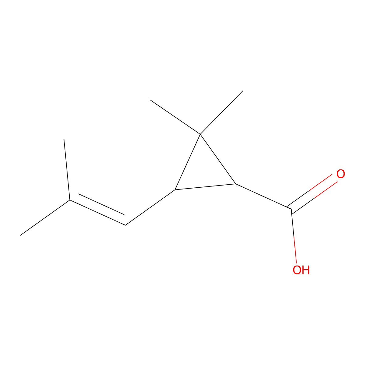 chrysanthemic acid d-trans-form molecular structure, CAS 4638-92-0