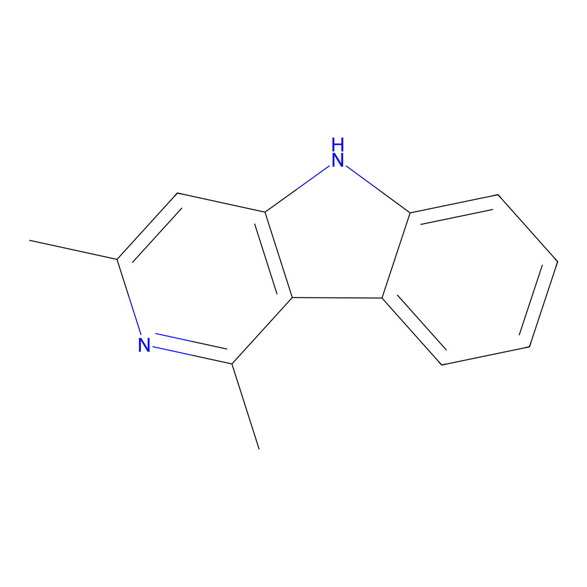 5H-Pyrido(4,3-b)indole, 1,3-dimethyl- molecular structure, CAS 46382-84-7