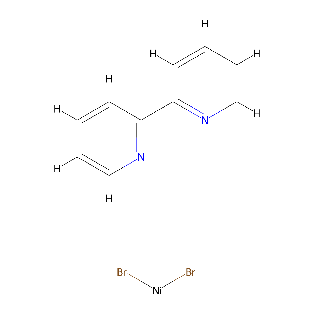 (2,2'-Bipyridine)nickel(II) dibromide molecular structure, CAS 46389-47-3