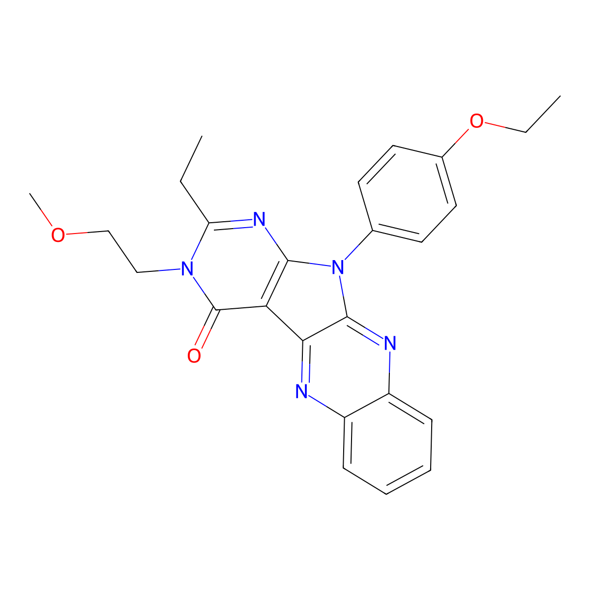 11-(4-ethoxyphenyl)-2-ethyl-3-(2-methoxyethyl)-3,11-dihydro-4H-pyrimido[5',4':4,5]pyrrolo[2,3-b]quinoxalin-4-one molecular structure, CAS 4639-59-2