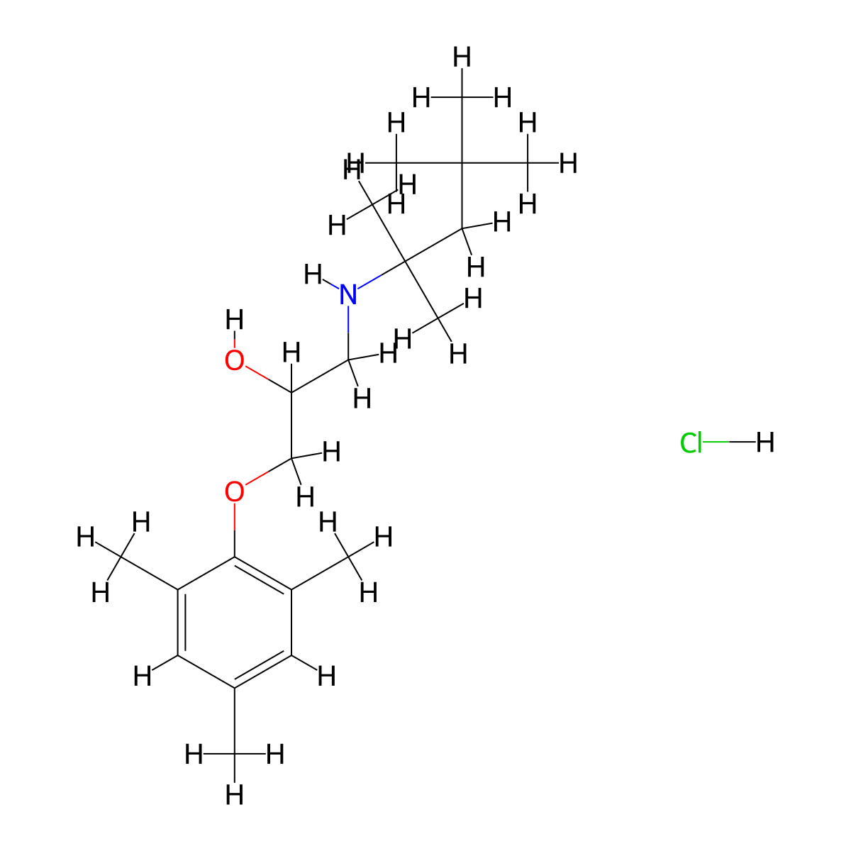 1-(Mesityloxy)-3-((2,4,4-trimethylpentan-2-yl)amino)propan-2-ol hydrochloride molecular structure, CAS 463929-18-2