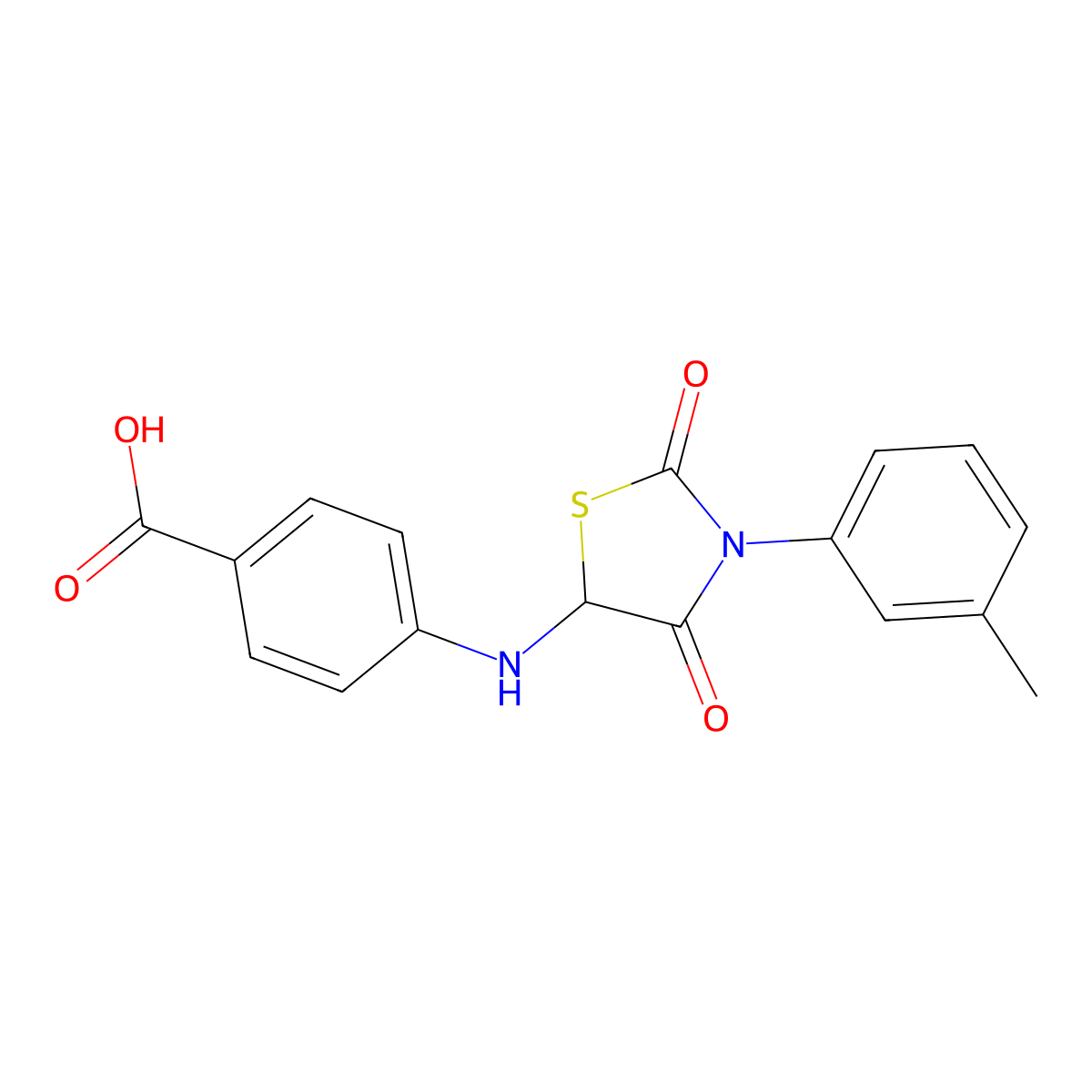 4-{[3-(3-Methylphenyl)-2,4-dioxo-1,3-thiazolidin-5-yl]amino}benzoic acid molecular structure, CAS 463929-92-2