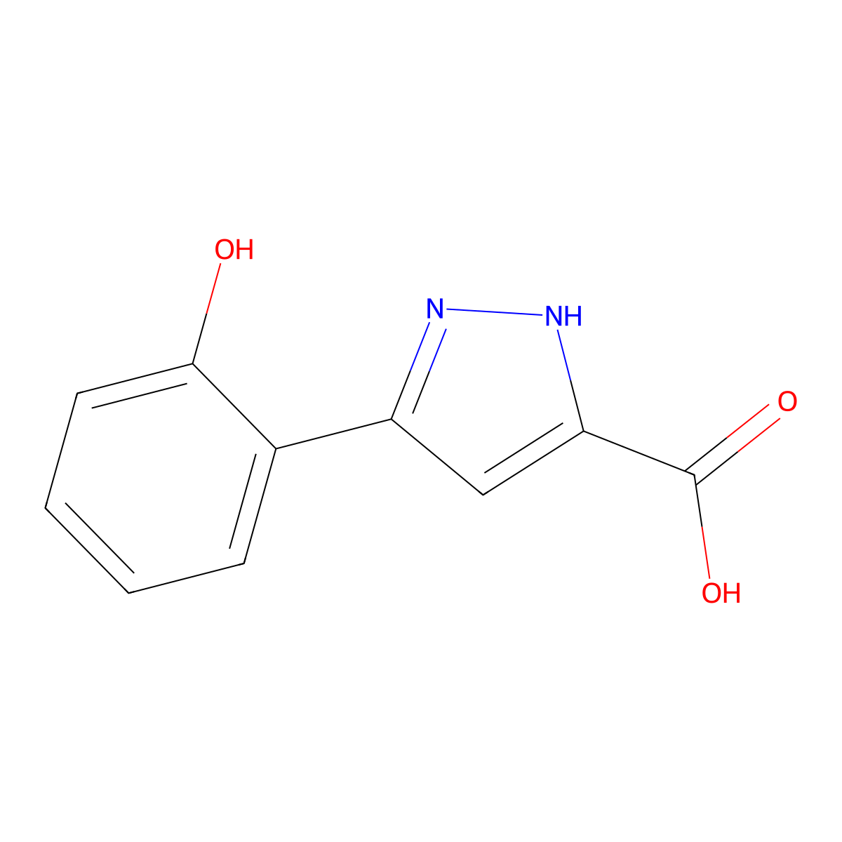 5-(2-hydroxyphenyl)-1H-pyrazole-3-carboxylic acid molecular structure, CAS 46393-99-1