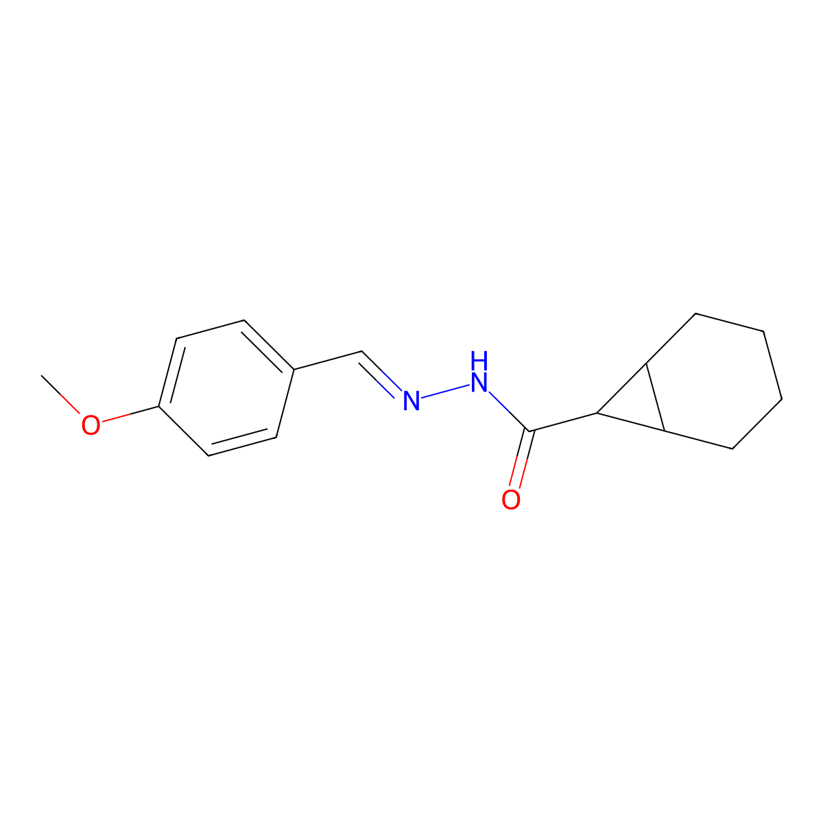 Bicyclo[4.1.0]heptane-7-carboxylic acid, 2-[(4-methoxyphenyl)methylene]hydrazide molecular structure, CAS 463930-00-9