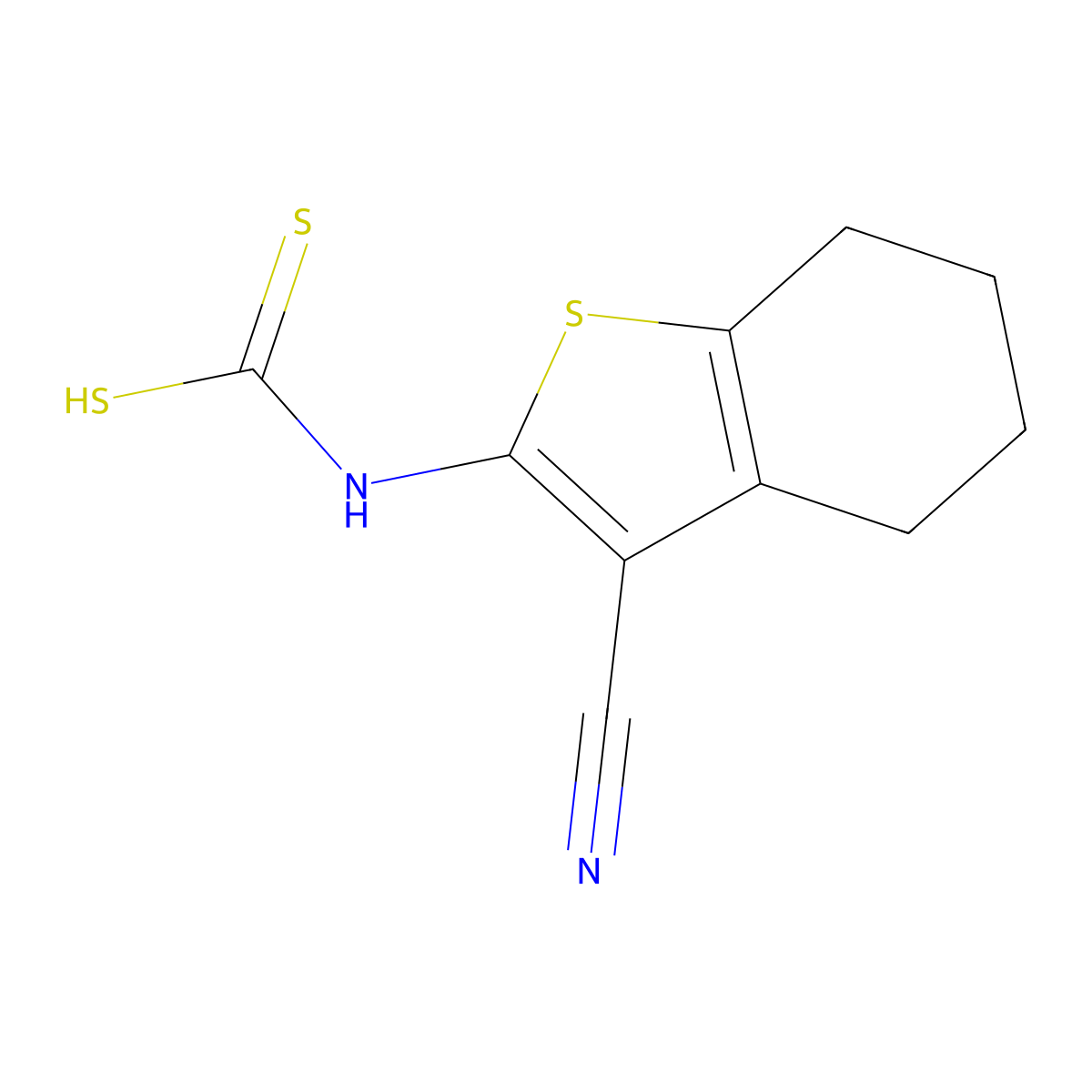 (3-cyano-4,5,6,7-tetrahydro-1-benzothien-2-yl)carbamodithioic acid-N,N-diethylethanamine (1:1) molecular structure, CAS 46395-86-2